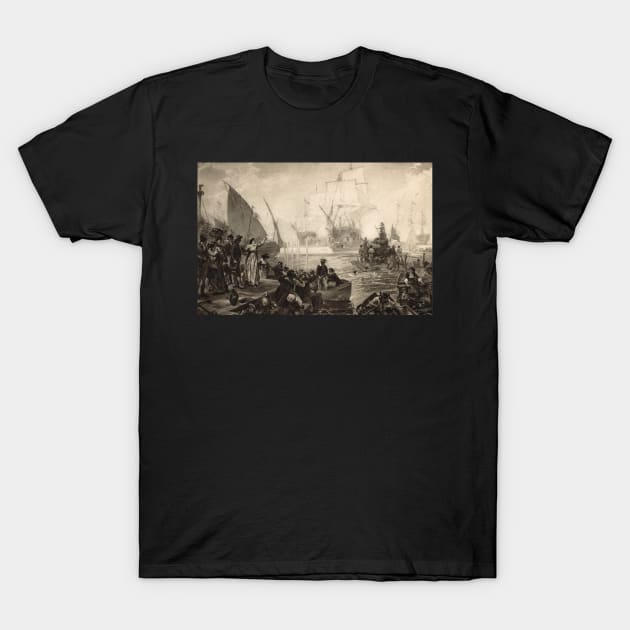 Lady Hamilton welcomes the Fleet as victors of the Battle of the Nile 1798 T-Shirt by artfromthepast